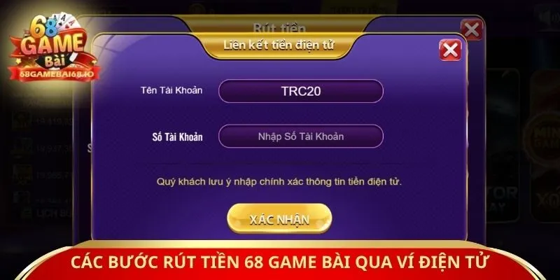 Các bước rút tiền 68 game bài qua ví điện tử